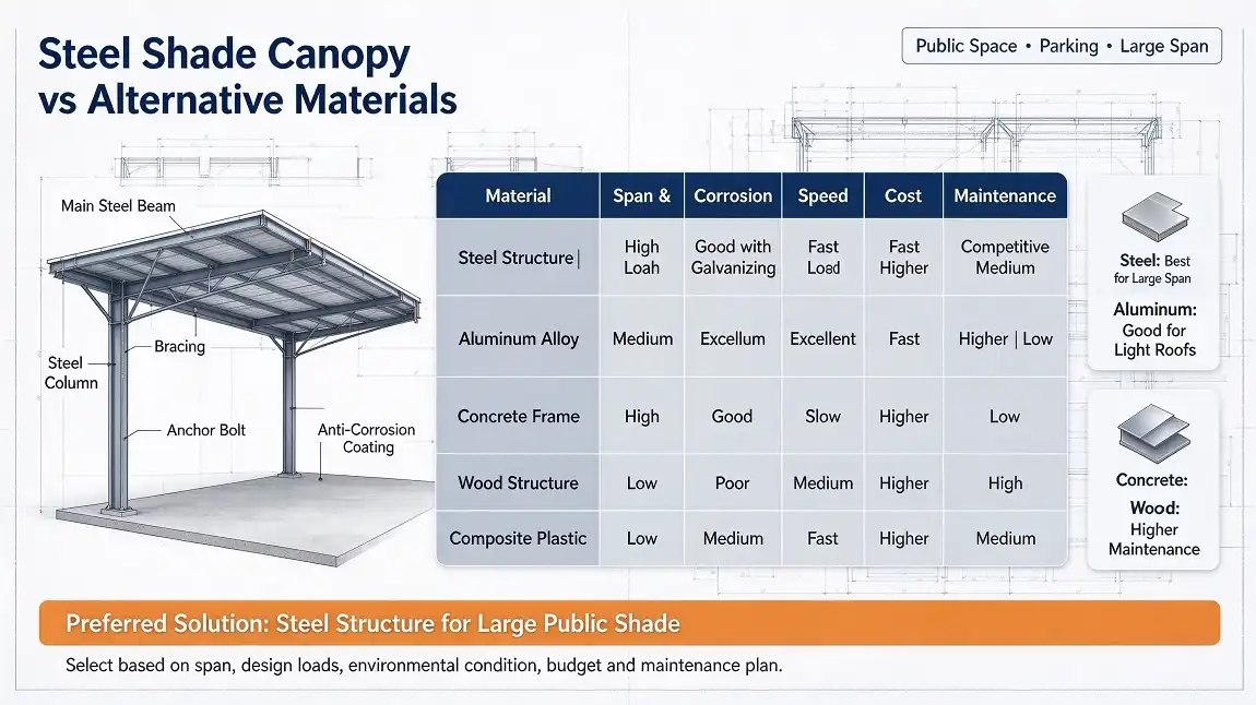 Comparing Steel Shade Structures with Alternative Materials